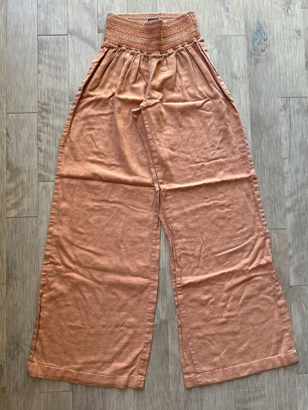 Rewash Linen Blend Wide-Leg Pants in Peachy Terracotta Size Medium Boho